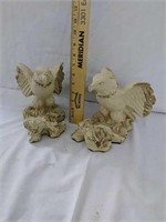 Two vintage resin Eagle statues Marked Universal