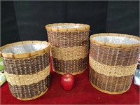 3 Nesting Wicker Waste Baskets