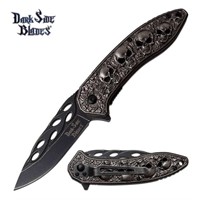 Dark Side Blades Gray Skull Spring Assisted Knife