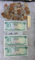 C15-289 foreign coin & paper monies Panama,