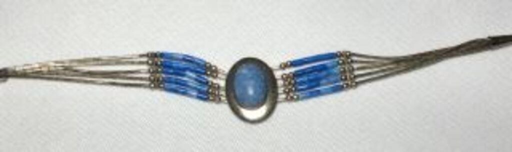 Sterling Chain Bracelet w/ Lapis Stone