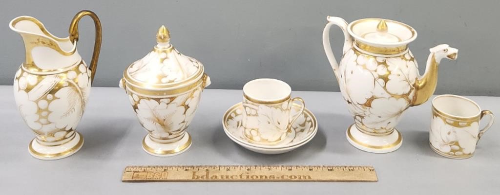 Antique Old Paris Style Porcelain & Gold Teawares