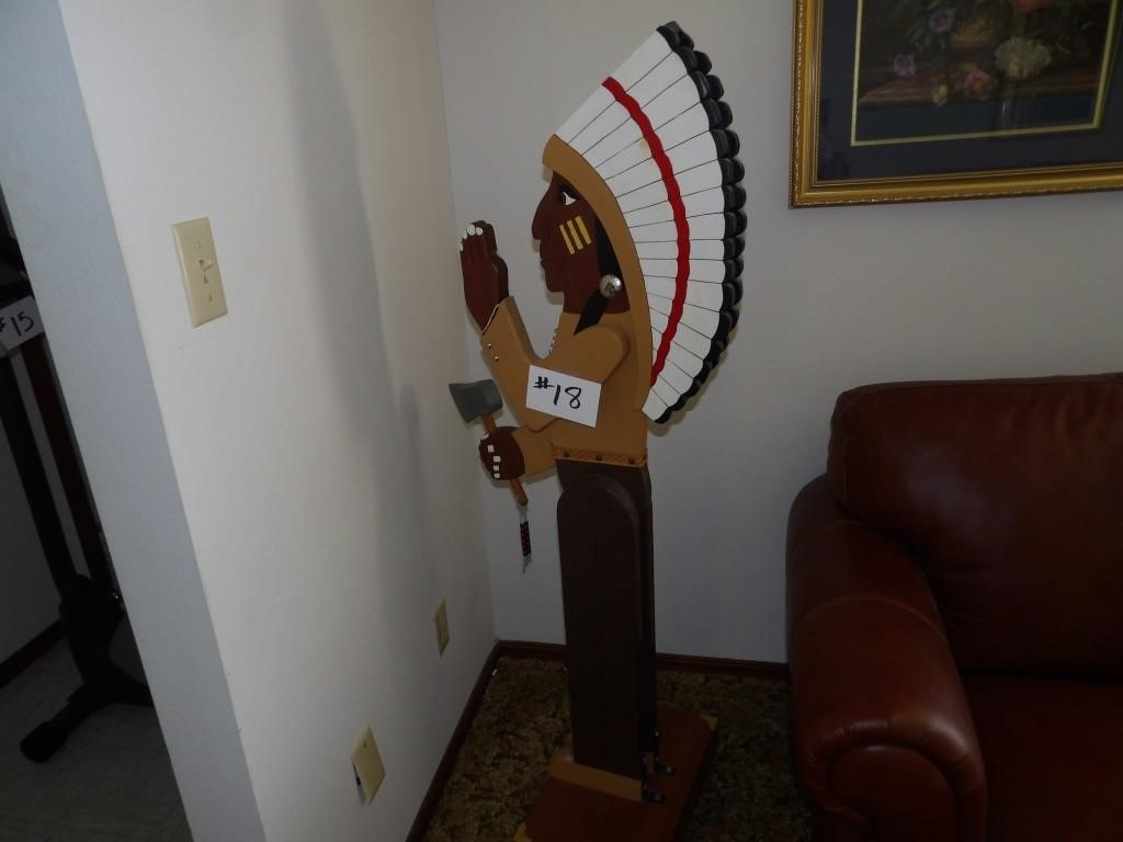 wooden Indian chief statue