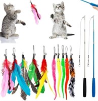 DILISS Feather Teaser Cat Toy, 2PCS Retractable Cs