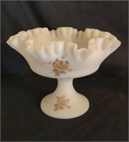 Fenton Hand Painted Compote, 6" tall