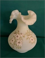 Fenton Ruffled Vase, hand painted (S. Fisher)