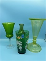 Assorted Green Glassware 4pc