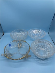 4 Clear Glass Bowls