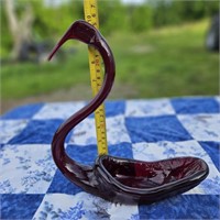 Vintage Viking Glass Swan Candy Dish