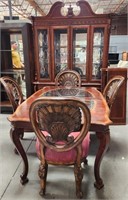 11 - FORMAL DINING TABLE, CHAIRS, CHINA HUTCH