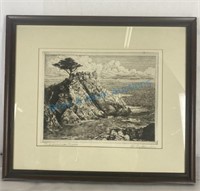 William Ostrander etching “ California coast”