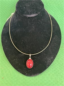 Sterling and red coral necklace