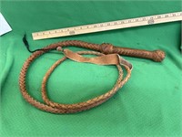 Antique leather braided whip