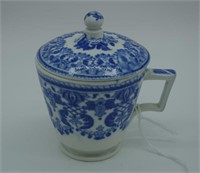 Spode blue & white pearlware custard cup & cover