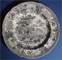 Spode Aesops Fables black printed plate