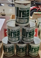 6 TEXACO URSA S3 TIN OIL CANS