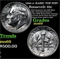 1996-w Roosevelt Dime RARE! TOP POP! 10c Grades ms