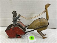 RARE LEHMANN KAMERUN TIN LITHO OSTRICH MAIL CART