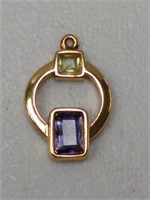 925 Vermeil Pendant with Yellow and Blue Gemstones