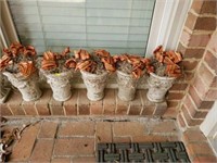Lot of 5 Plaster Floral  Outdoor Pots