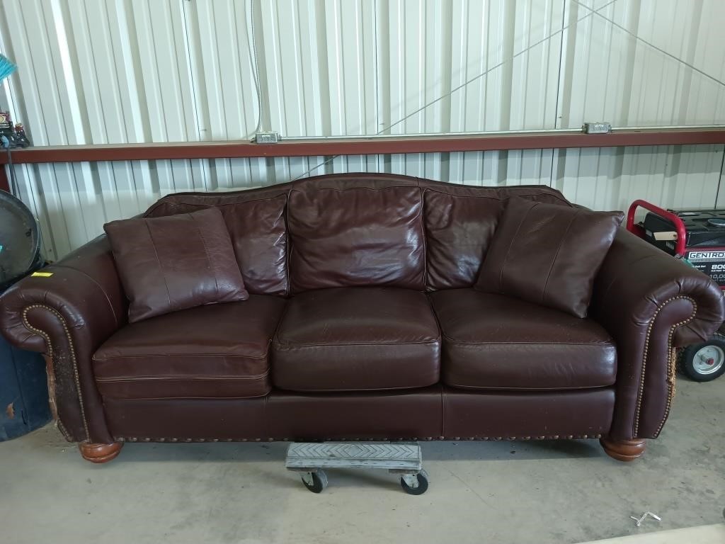 Well used leather sofa 95"