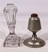Whale oil lamps: Pewter - 4.5" base, 6.5" tall /