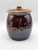 HULL USA COOKIE JAR - 8" TALL X 6.5" WIDE