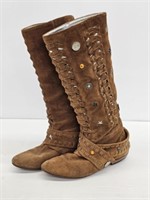 VINTAGE SUEDE COWBOY BOOTS- LADIES MARKED 37