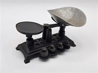 EARLY MINIATURE BALANCE SCALE-CAST IRON & ALUMINUM