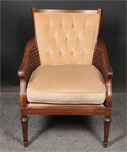 Woven Rattan Walnut Vintage Easy Chair