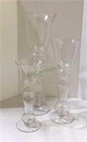 Set of three large glass vases tallest measuring