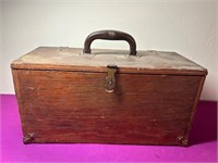 Vintage Wood Box with Fishing Supplies Included