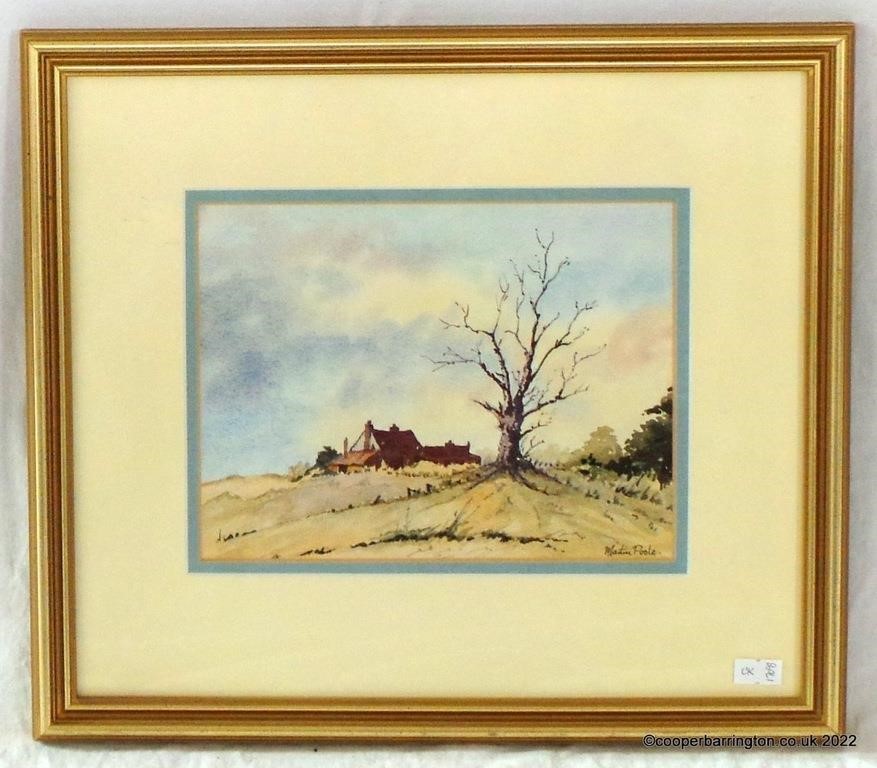 Signed Martin Poole Watercolour Over the Fields