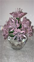 Crystal flower basket 5’’H Swarovski glass?