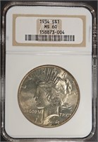 1934 PEACE DOLLAR NGC MS-60