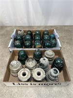 Vintage colored and clear glass insulators
