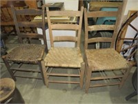 3 COUNTRY LADDER BACK CHAIRS