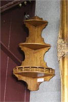 Three tier oak corner shelf