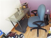 Glass Top Desk and Chair