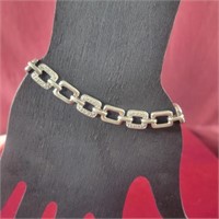 .925 Silver Bracelet with Diamond chips  0.61ozTW