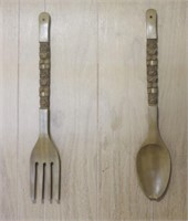 Large Wooden Wall Hanging Spoon & Fork