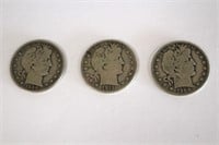 3 Silver Barber Halves 1900, 1909, 1911s