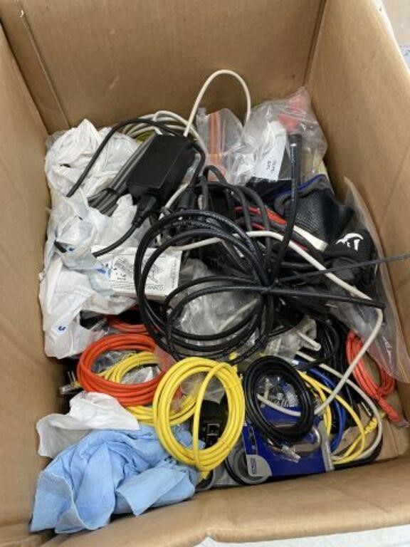 BOX OF ASSORTED CABLES