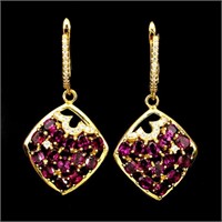 NATURAL PINK RASPBERRY RHODOLITE GARNET EARRINGS