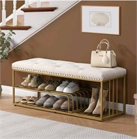 Linen Bench with Storage-Entryway Shoe