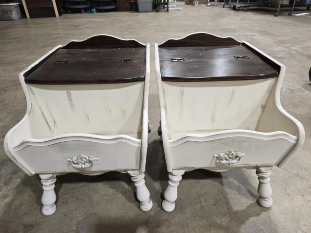 Pair of painted wood side tables