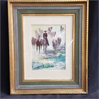 Framed tempera painting