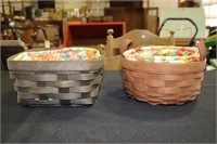 2 Longaberger Baskets - Button with Liner and