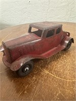 Unmarked Vintage 6" Red Metal Heavy Tin Car
