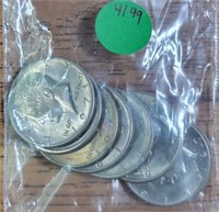 APPROX 8 MIXED 1970'S KENNEDY HALF DOLLARS